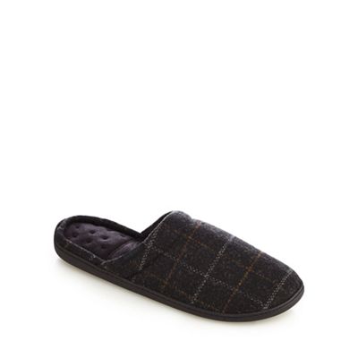 Totes Grey checked print 'Pillowstep' mule slippers